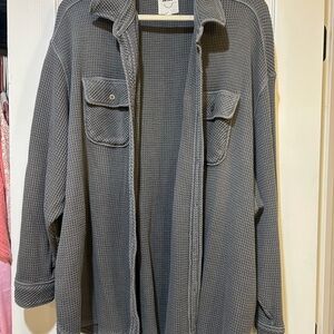 Aerie Charcoal Waffle Knit Shirt/Jacket
